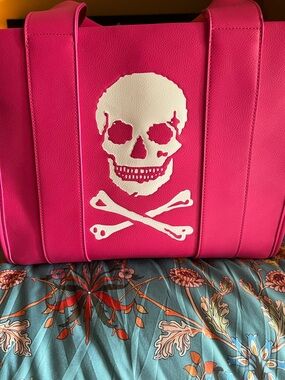 Betsey Johnson Hot Pink Tote with Gold Plaque